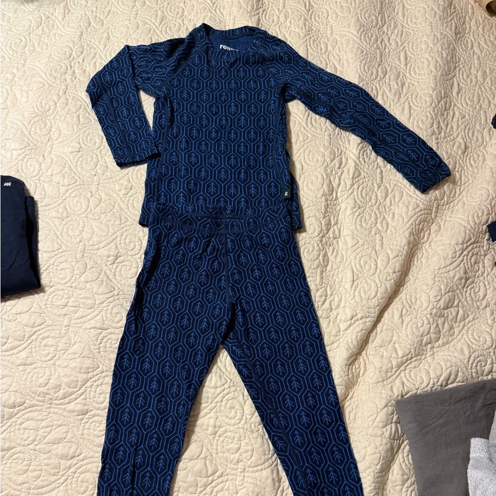 Navy Kids Wool Base Layer set - warmest level